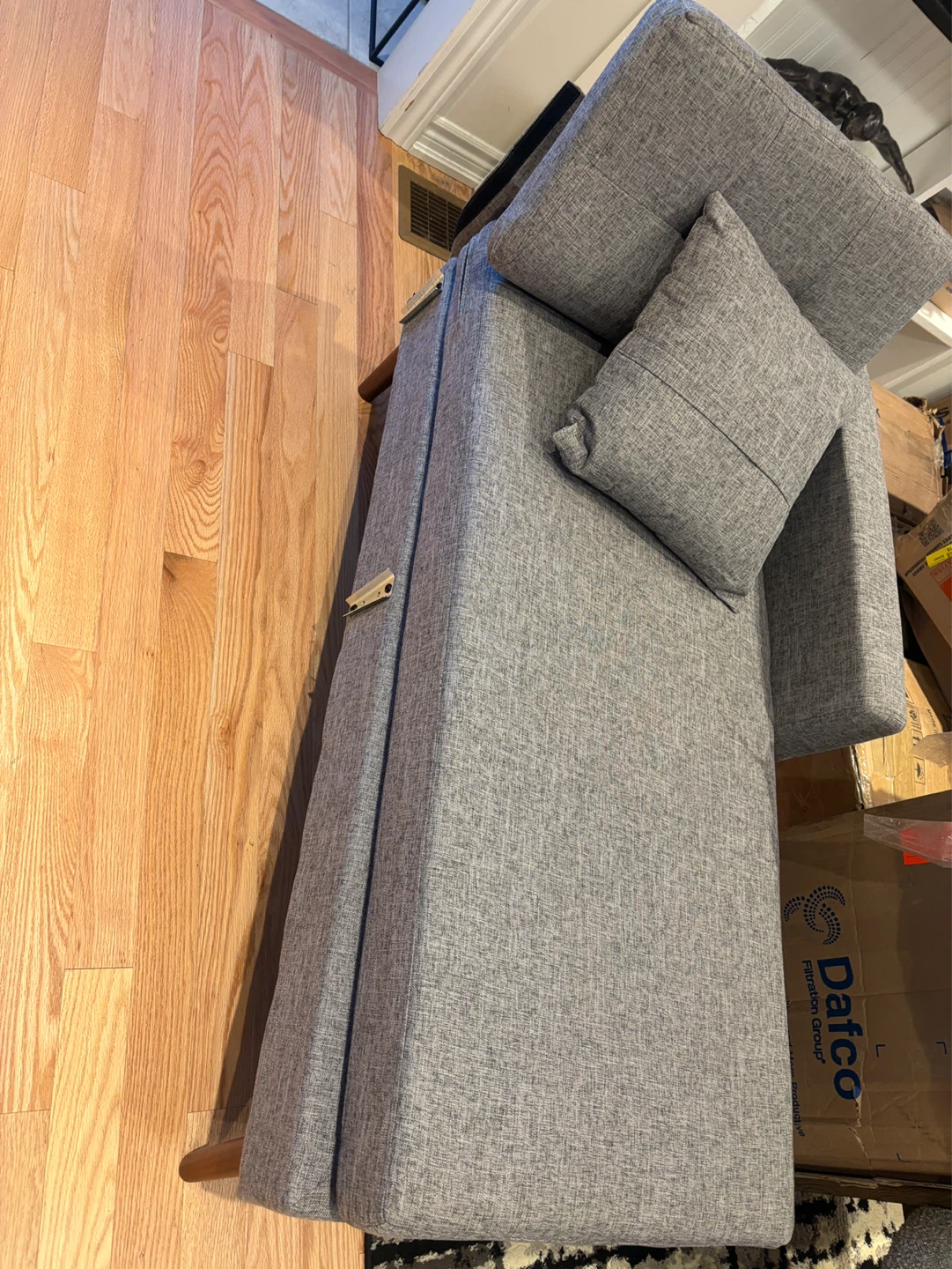 Grey Chaise Lounge  chair with Pillow- AS IS
