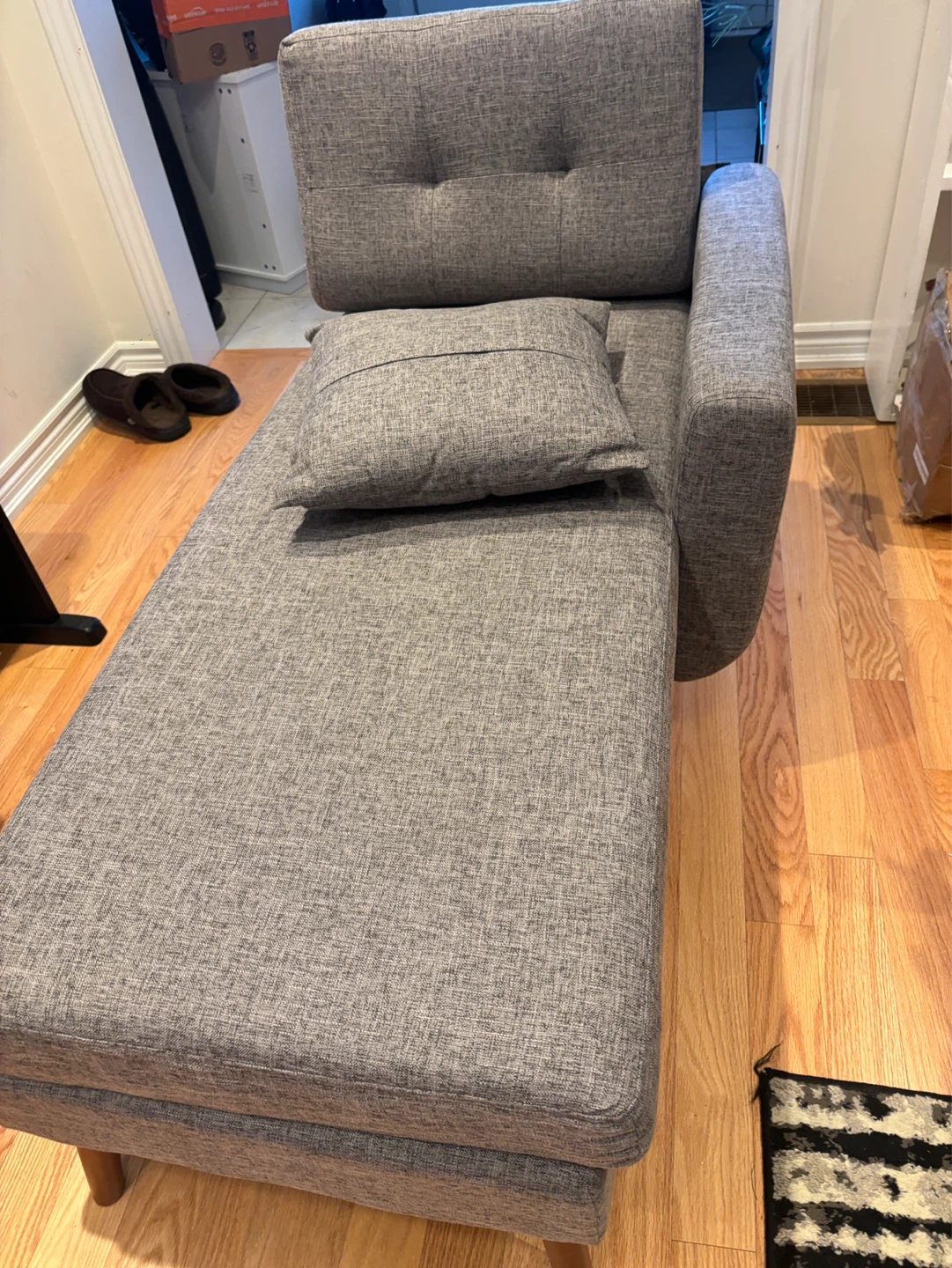 Grey Chaise Lounge  chair with Pillow- AS IS - photo 2