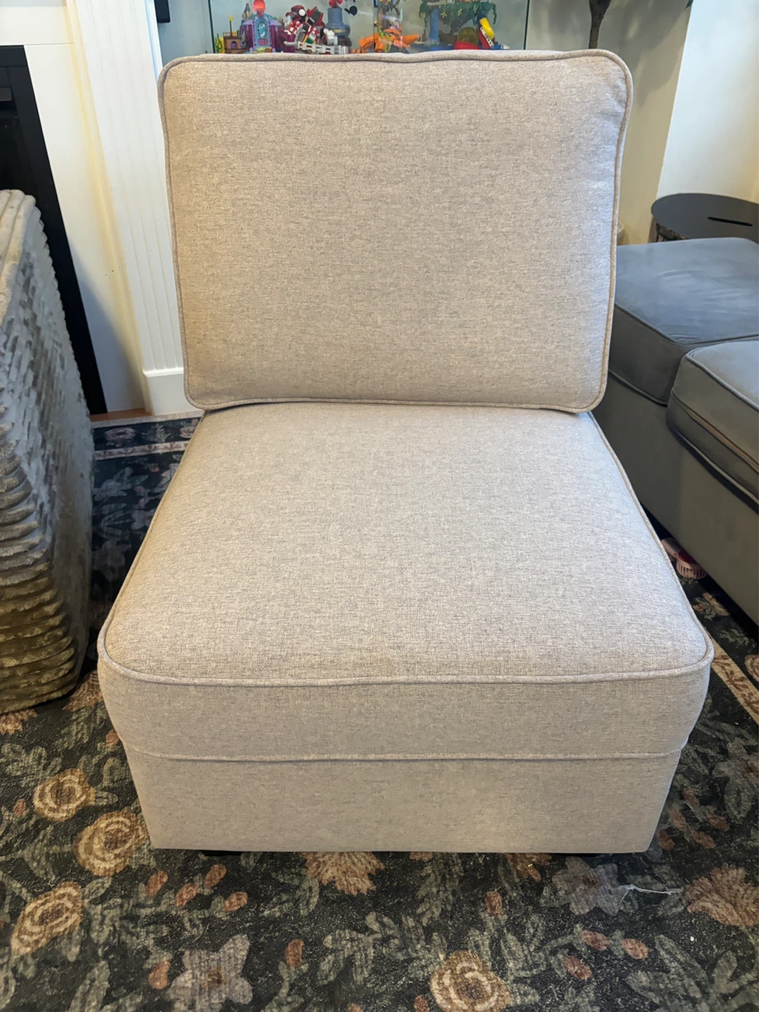 Light Grey Armless Accent Chair- AS IS - photo 2