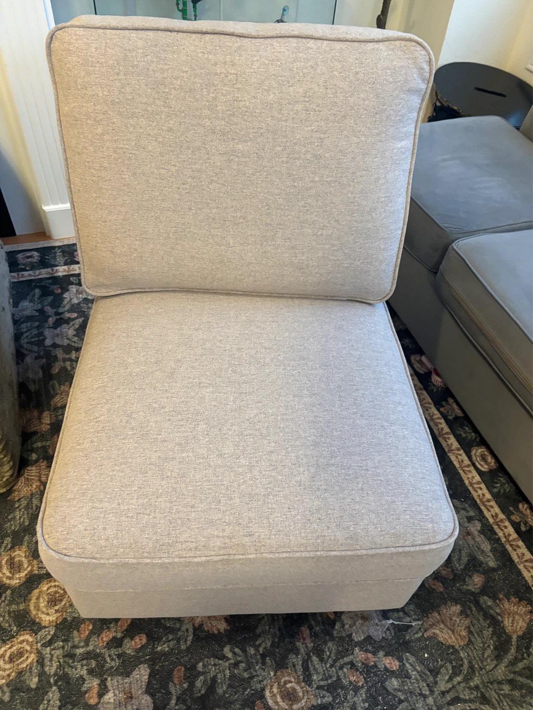 Light Grey Armless Accent Chair- AS IS