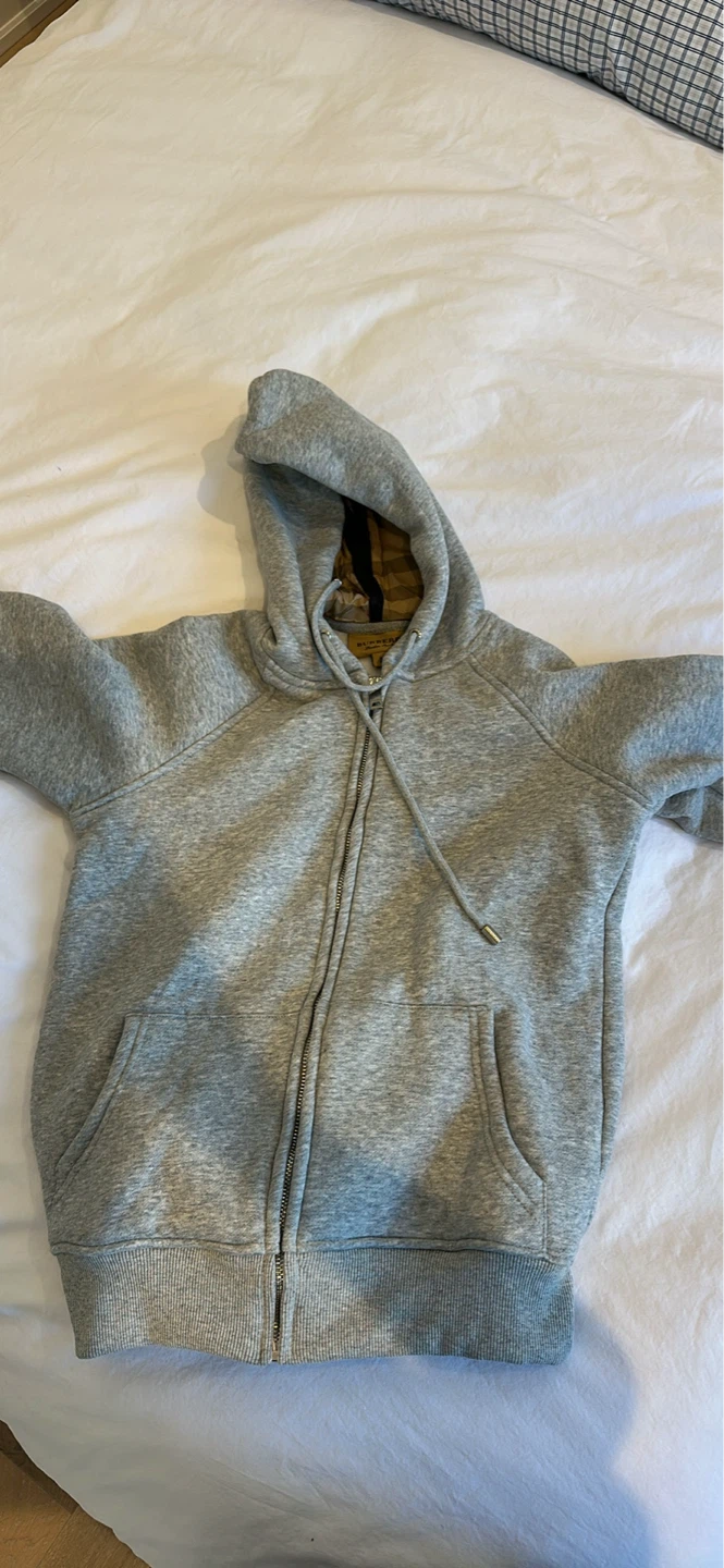 Burberry Grey Zip-Up Hoodie