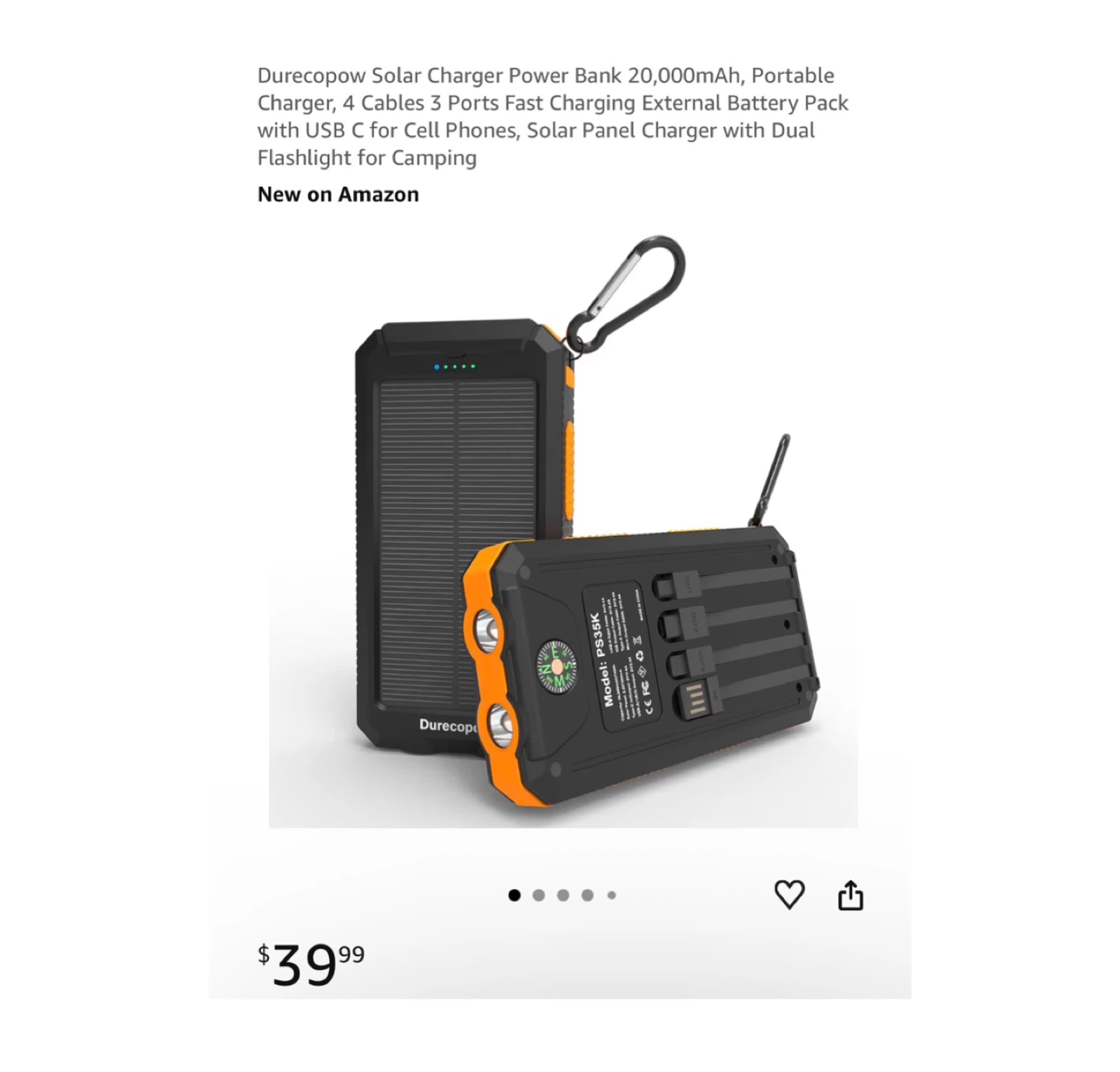 Brand new Solar Charger Power Bank 20,000mAh