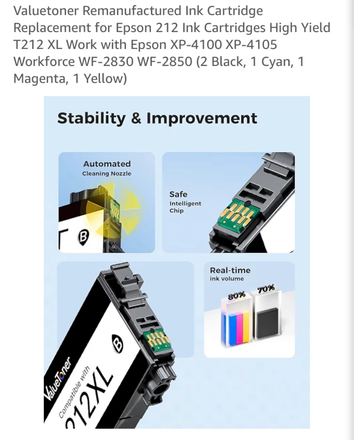 Valuetoner Remanufactured Ink Cartridges for Epson 212XL - photo 5