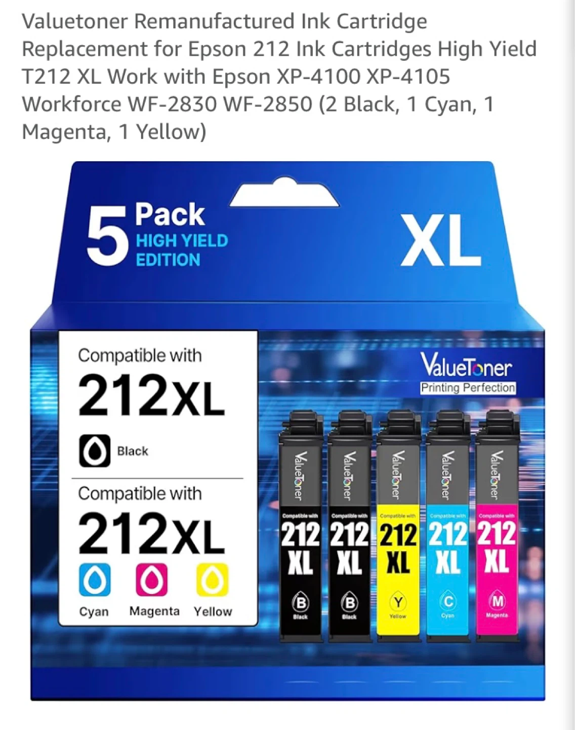Valuetoner Remanufactured Ink Cartridges for Epson 212XL