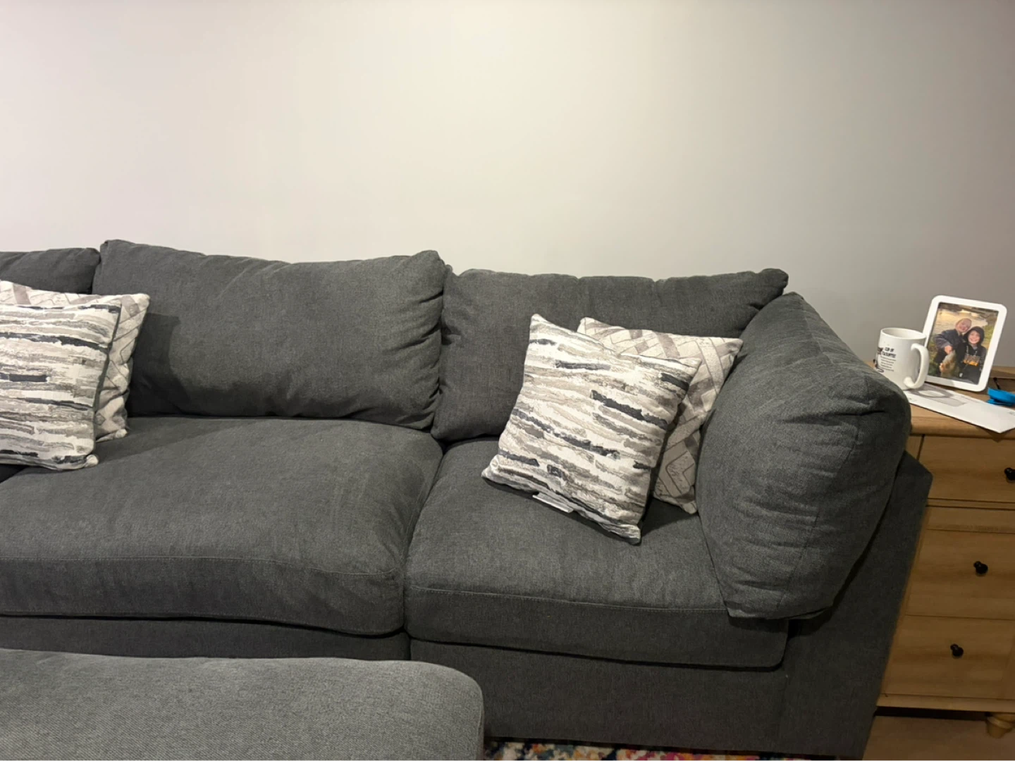 Dark Grey Sectional Sofa with Ottoman - photo 3
