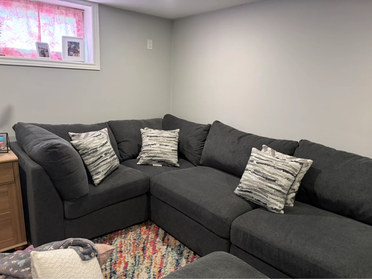 Dark Grey Sectional Sofa with Ottoman - photo 2