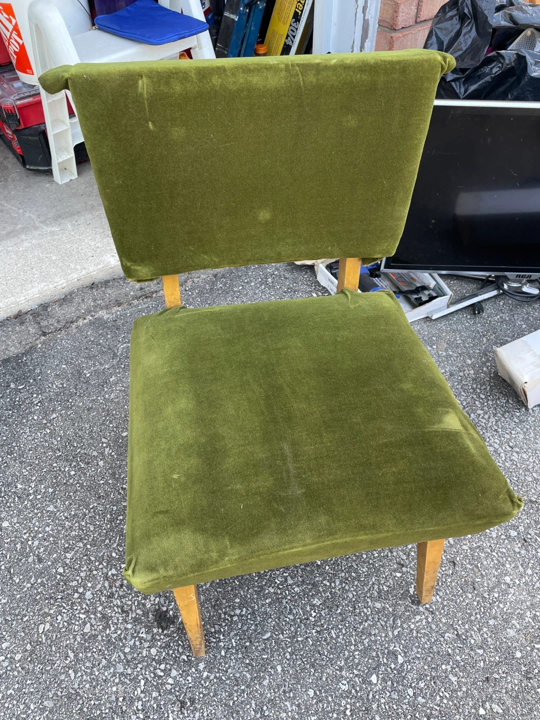 Vintage Green Velvet Accent Chair