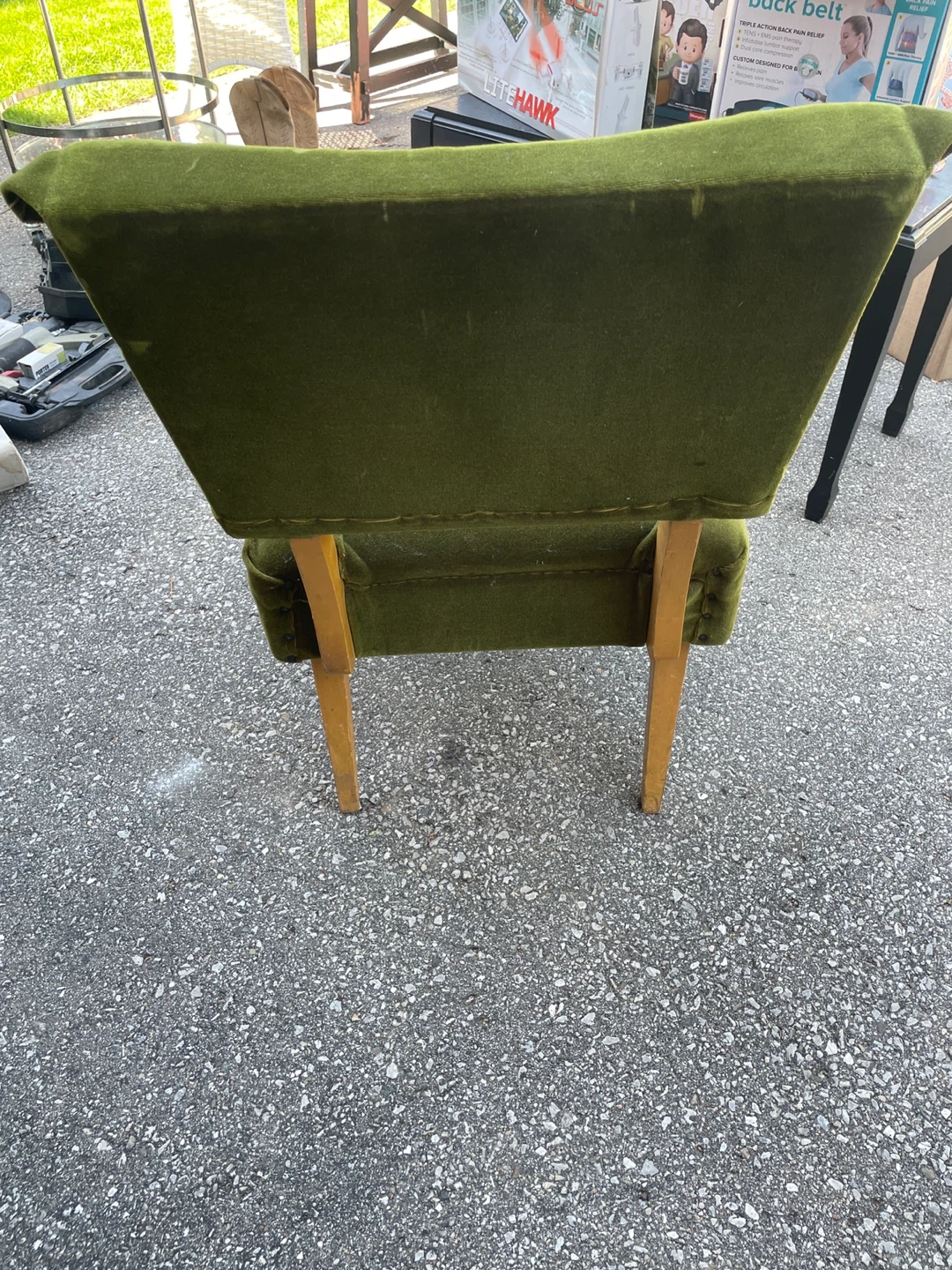 Vintage Green Velvet Accent Chair - photo 3
