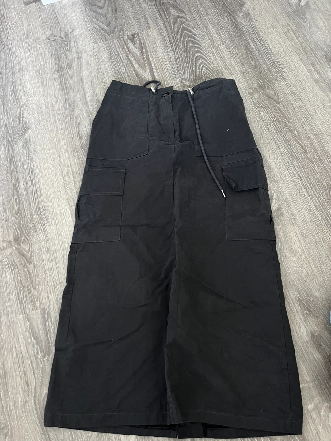 Black Cargo Midi Skirt