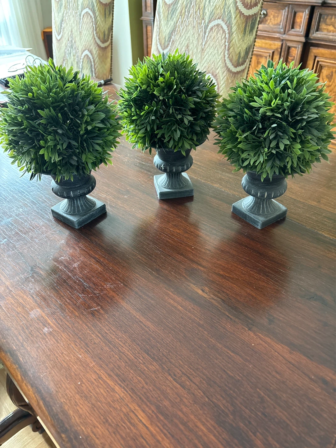 Set of 3 Artificial Topiary Ball Trees in Urn Planters