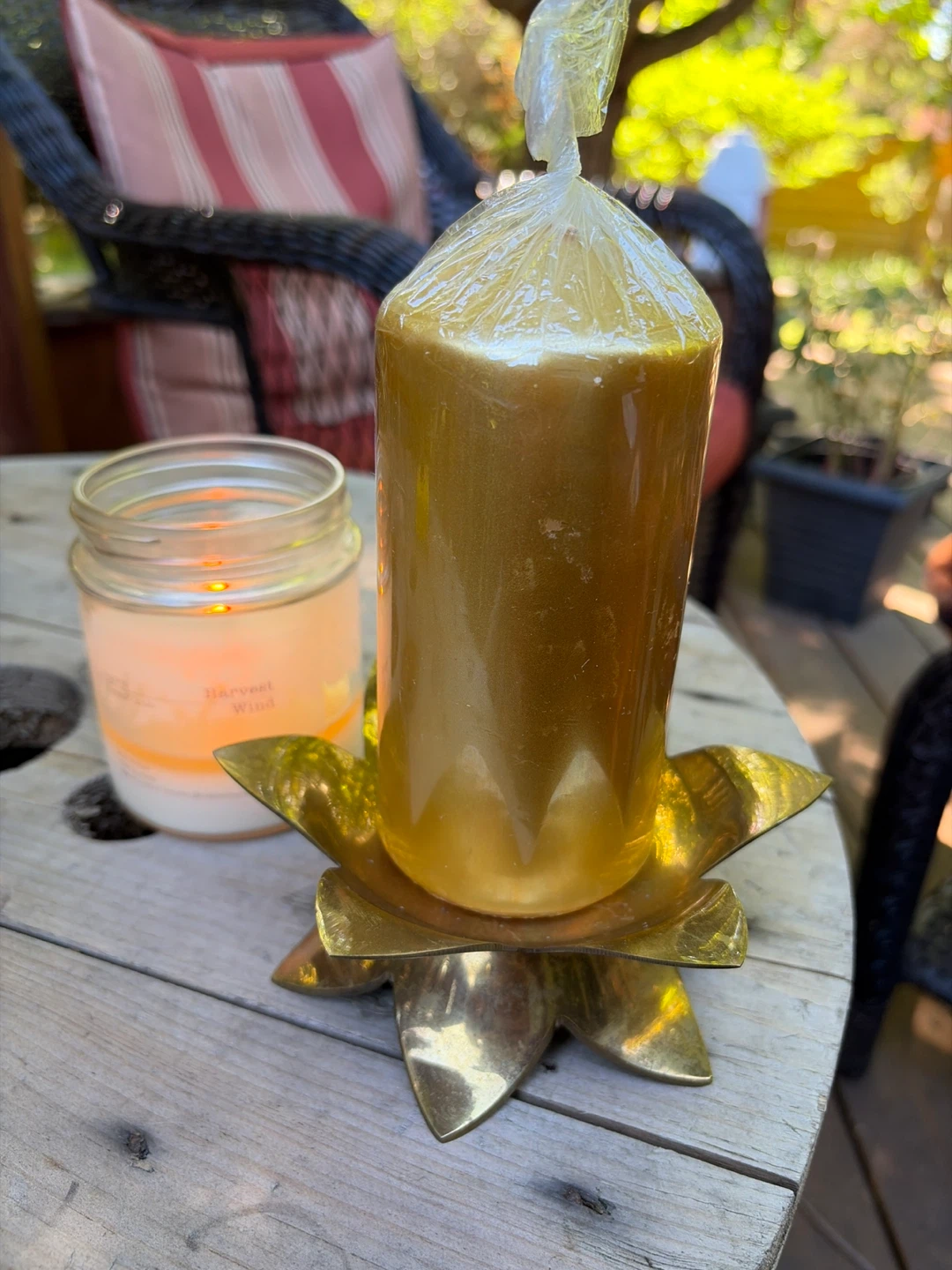 IKEA FENOMEN Candle and Brass Lotus Candle Holder
