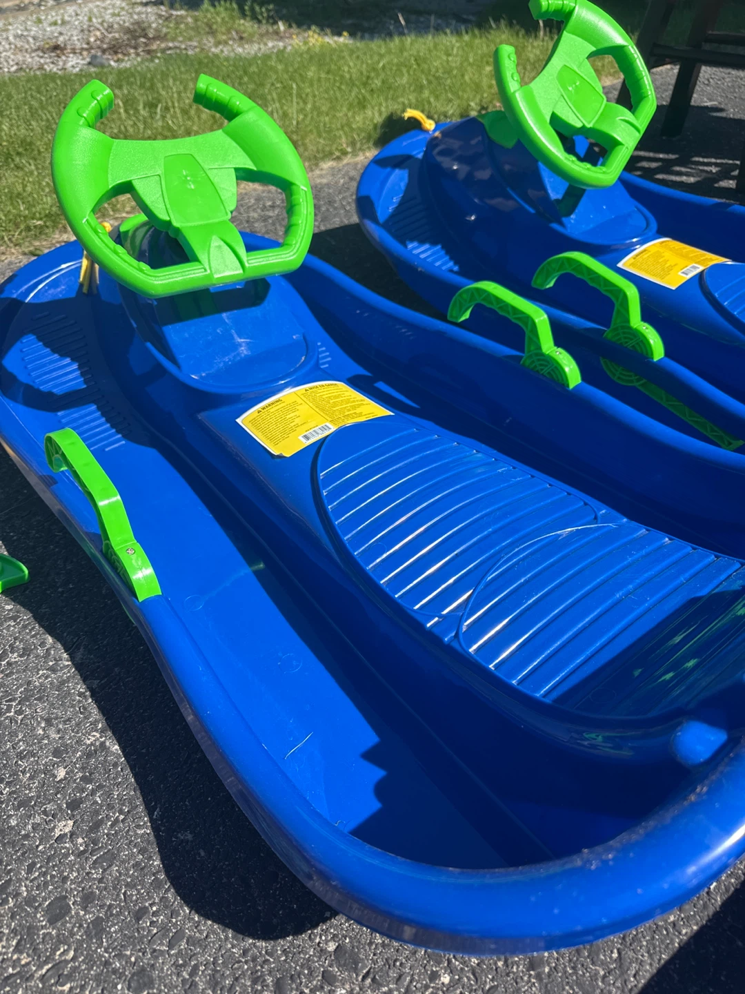 Blue Toboggan Sleds with Steering Wheels (Set of 3) - photo 2