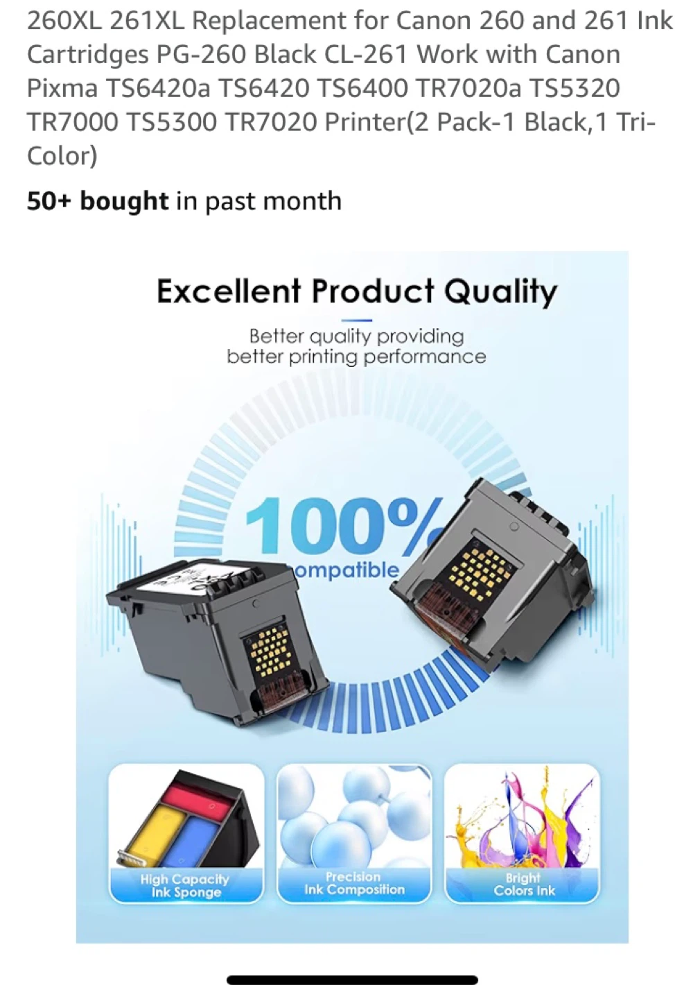 2 Pack 260XL 261XL Ink Cartridges for Canon PG-260 CL-261 - photo 4