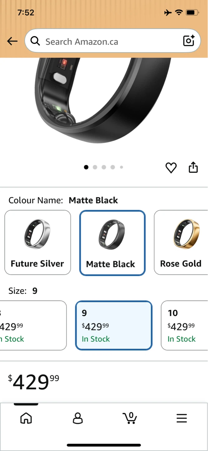 New RingConn Gen 2 Smart Ring - Matte Black, Size 9 - photo 2
