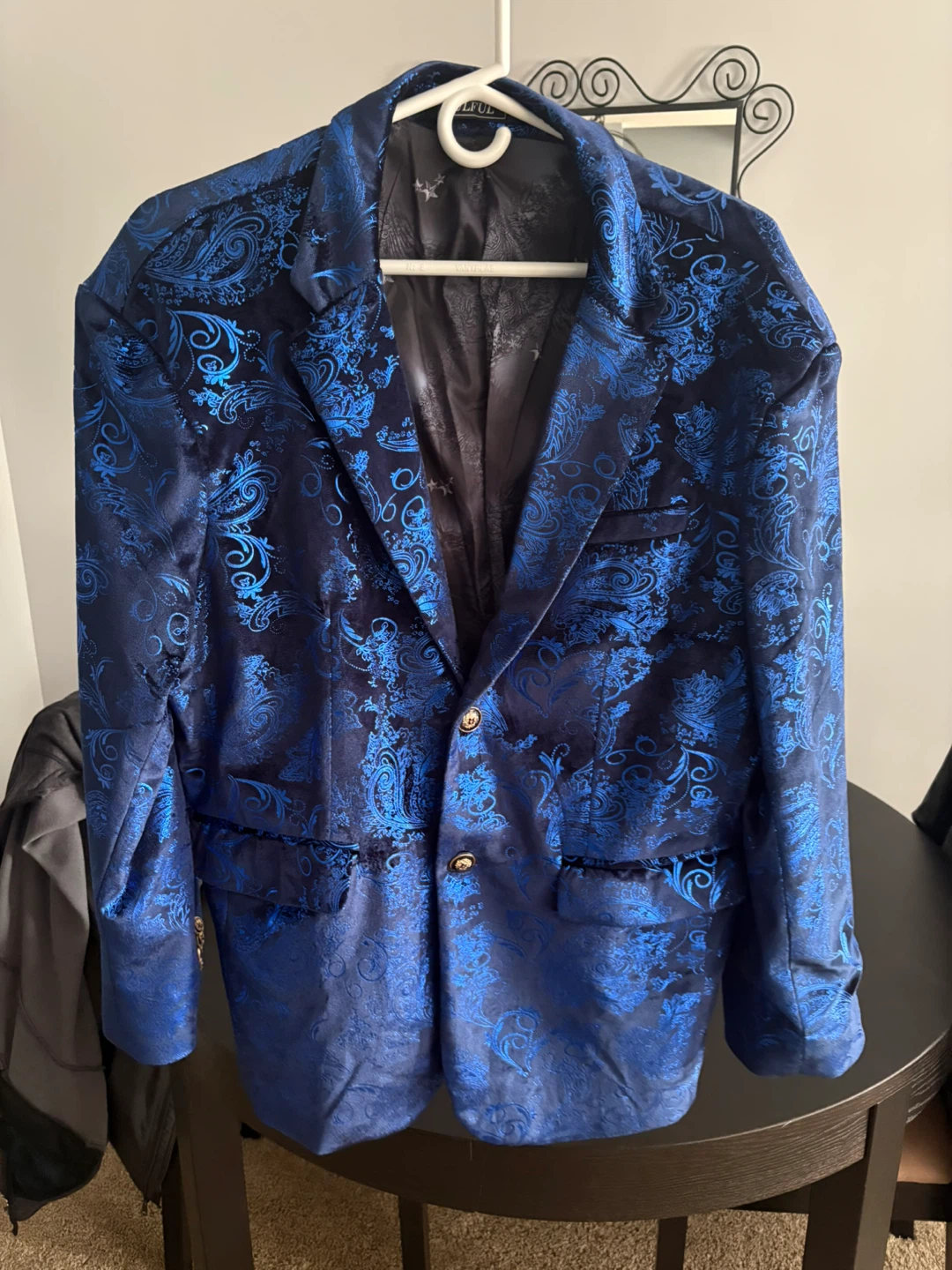 Men’s Royal Blue Paisley Formal Blazer Jacket Size XL