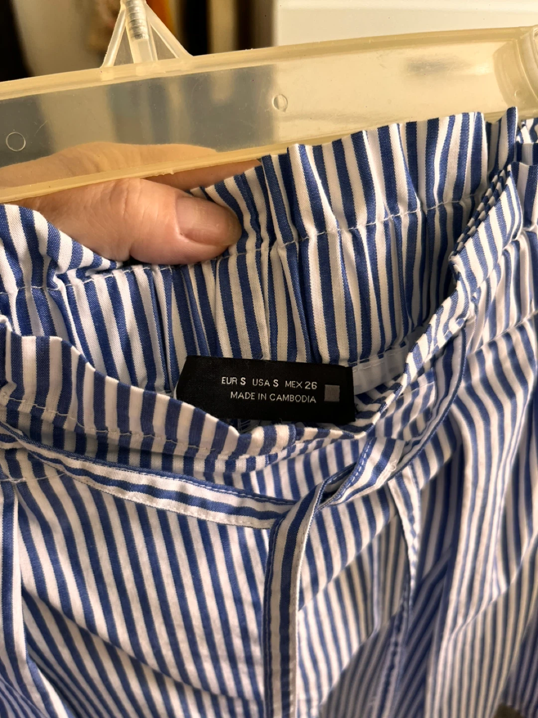 Blue and White Striped Shorts with elastic waistband - photo 4