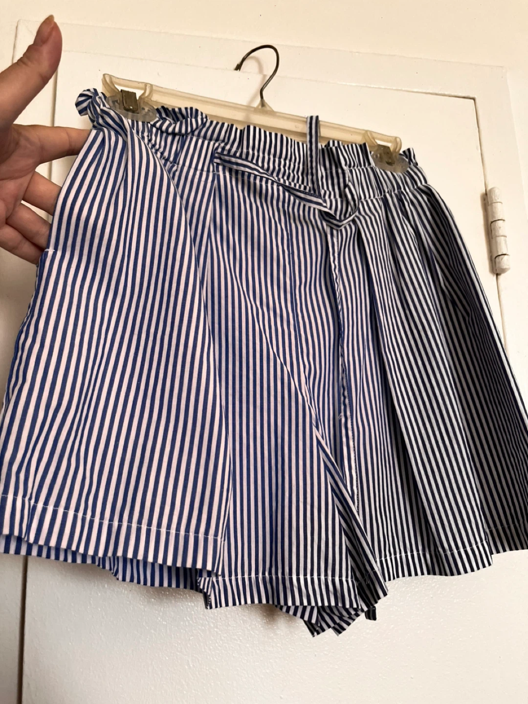 Blue and White Striped Shorts with elastic waistband - photo 5