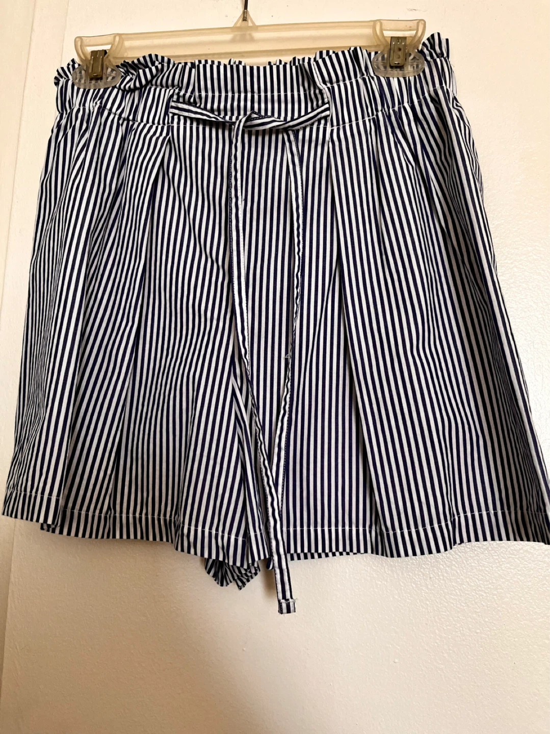 Blue and White Striped Shorts with elastic waistband - photo 2
