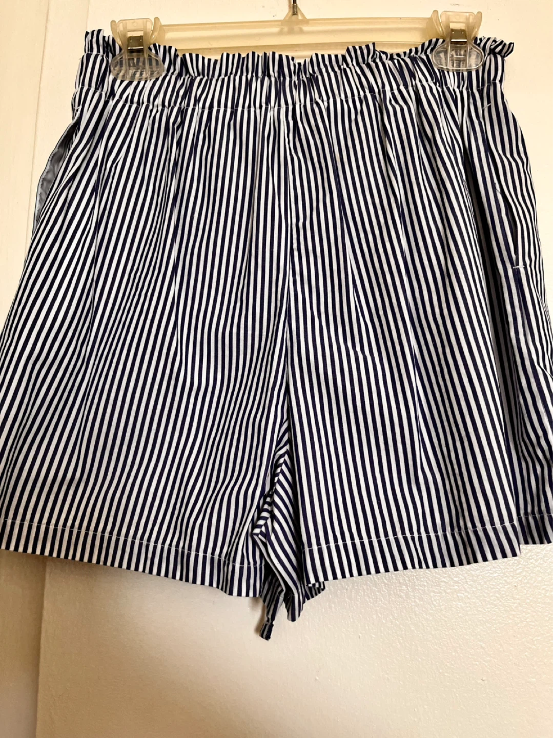 Blue and White Striped Shorts with elastic waistband - photo 3