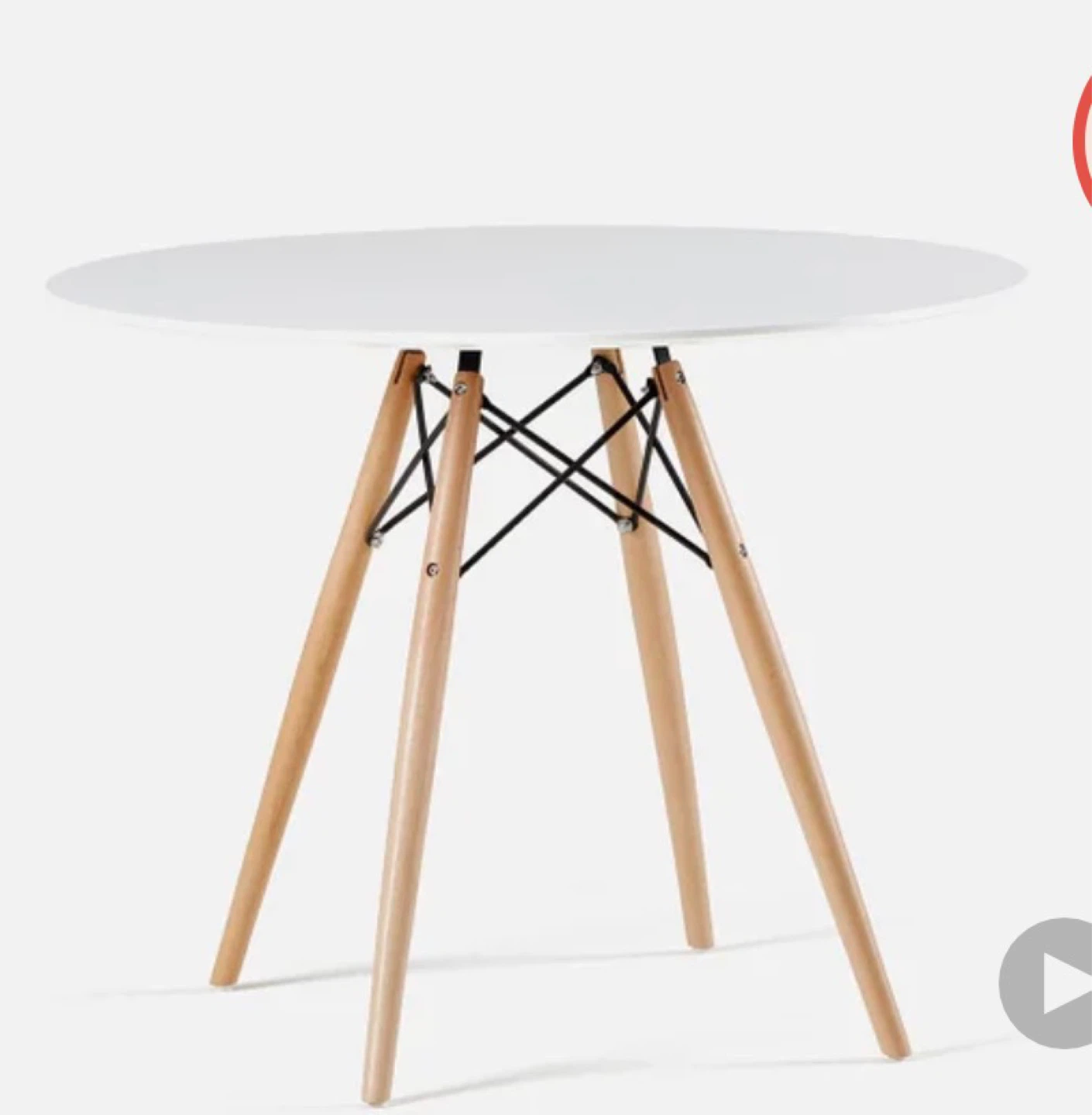 White Round Dining Table with Wood Legs