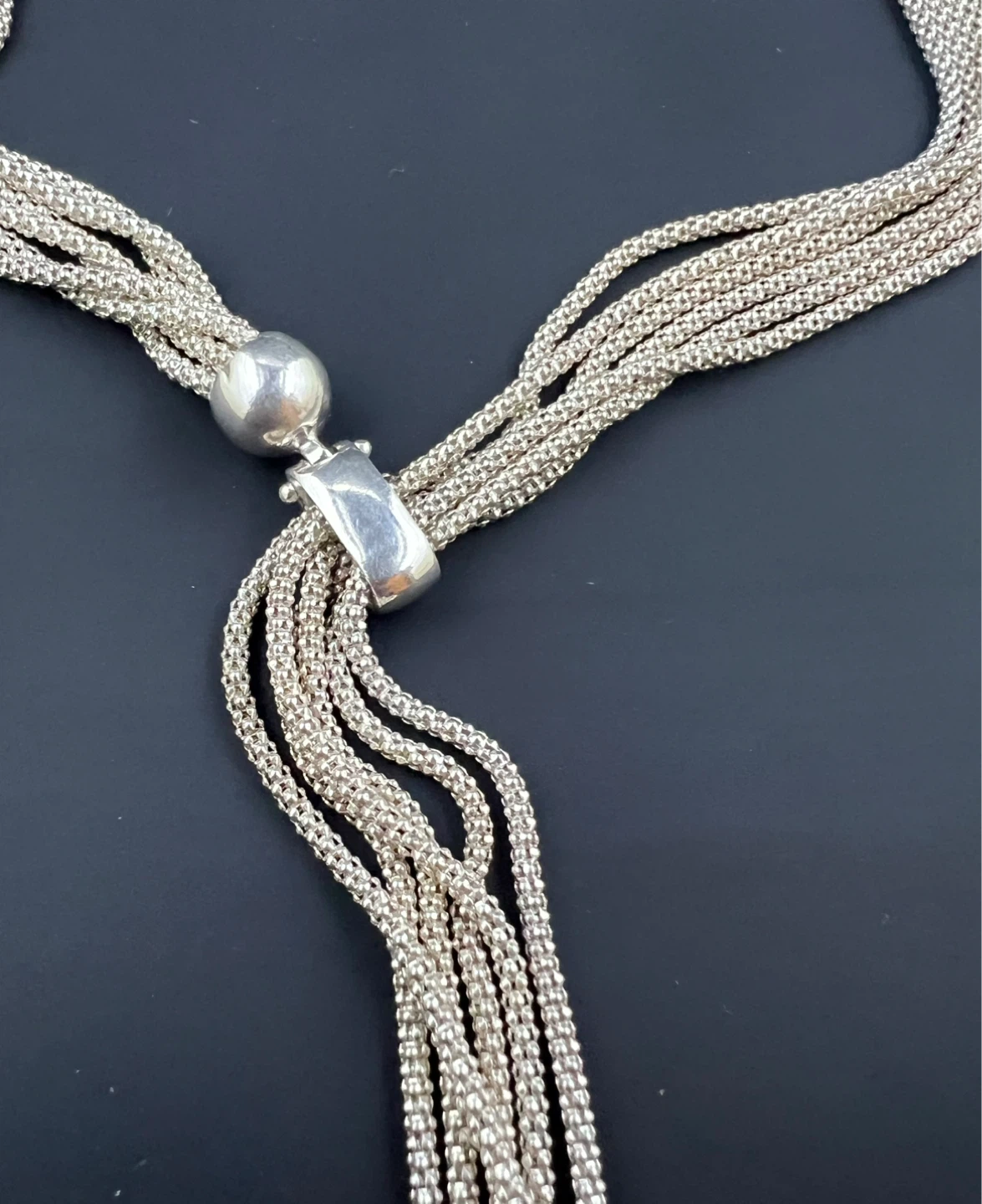 Vintage Italian Sterling Silver Multi-Strand Tassel Necklace - photo 2