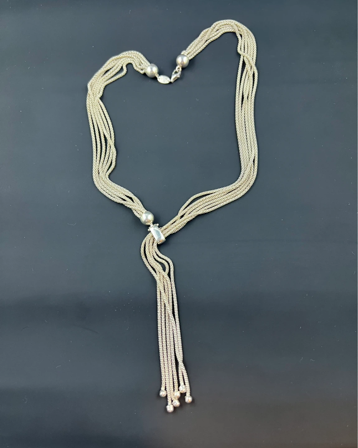 Vintage Italian Sterling Silver Multi-Strand Tassel Necklace