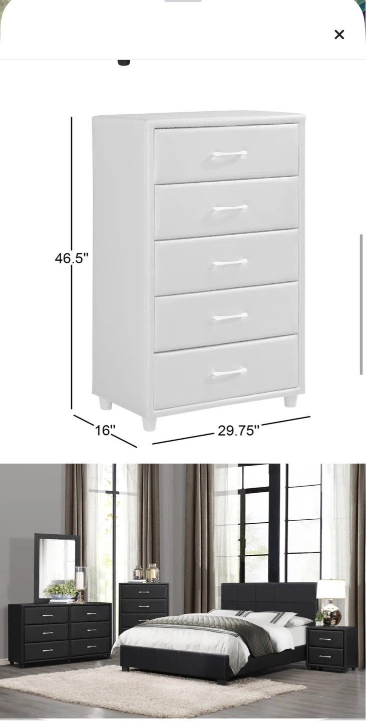 Black 5-Drawer Chest Dresser - photo 4