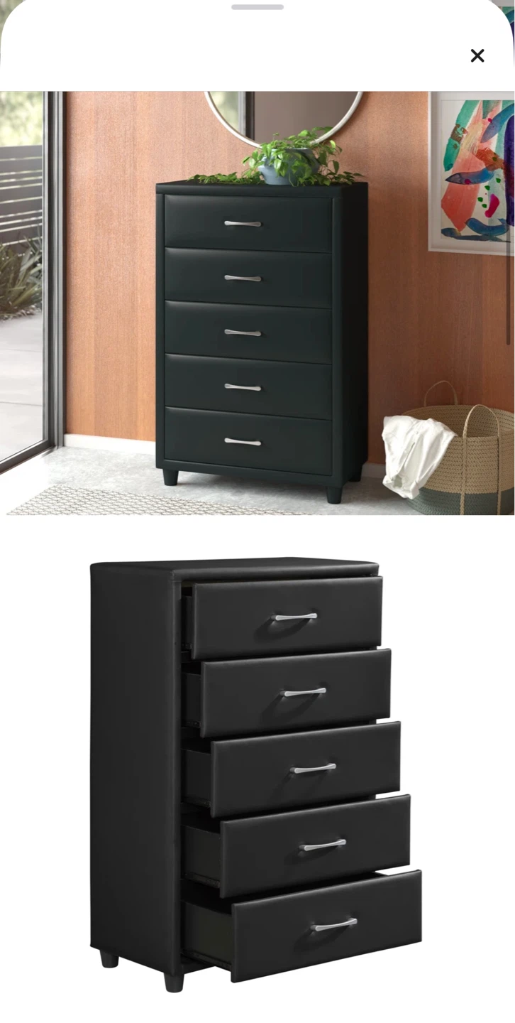 Black 5-Drawer Chest Dresser - photo 3