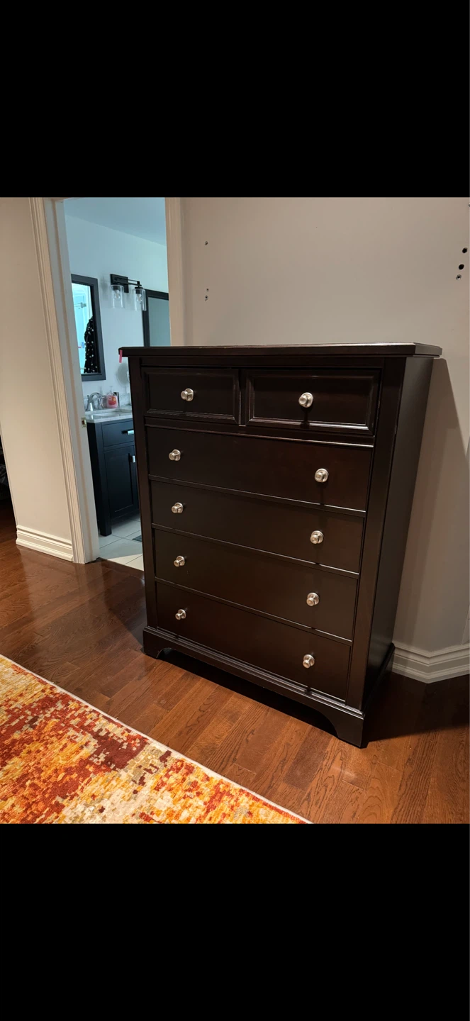 Dark Brown Tall Dresser with 6 Drawers