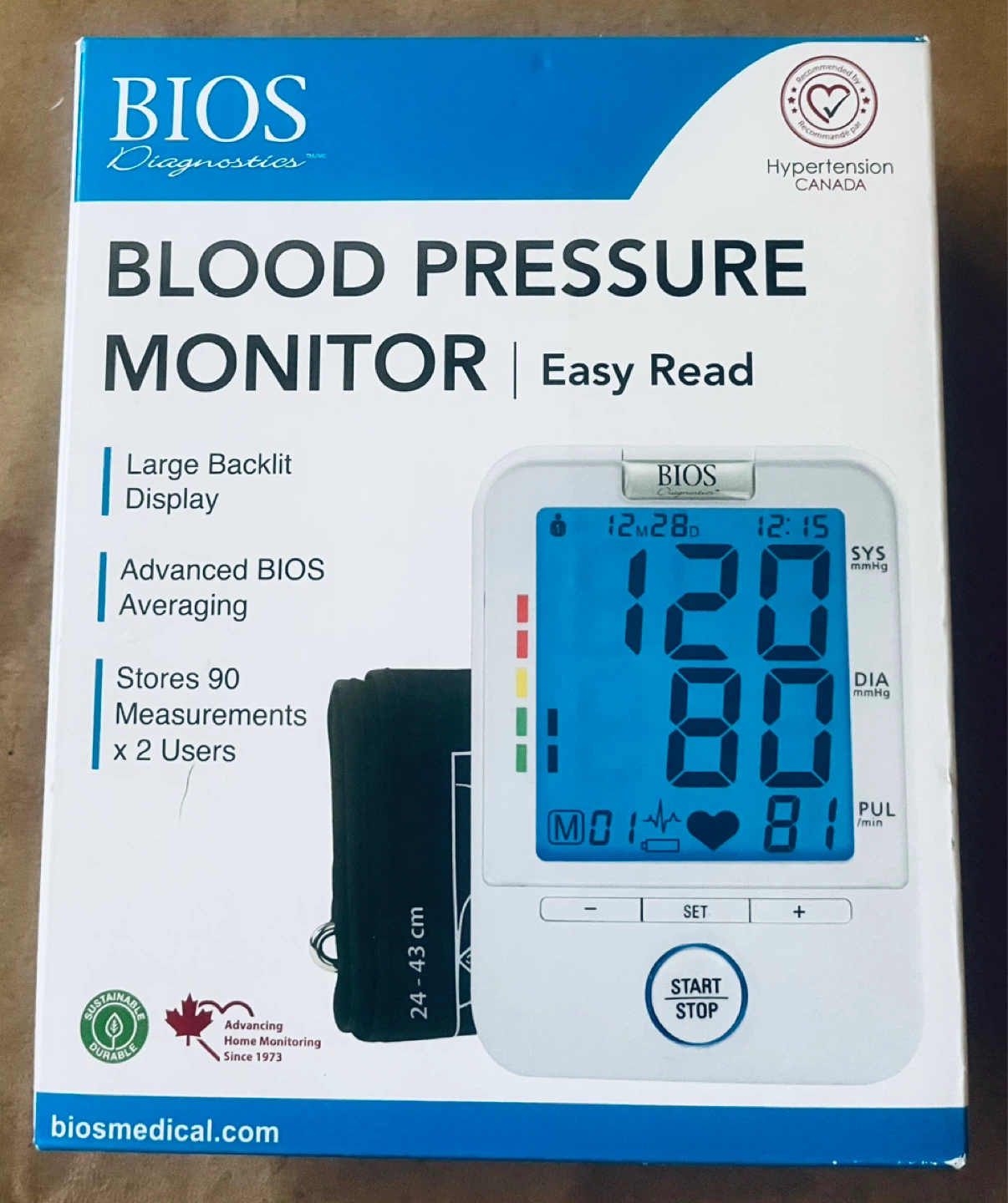 BIOS Diagnostics Blood Pressure Monitor