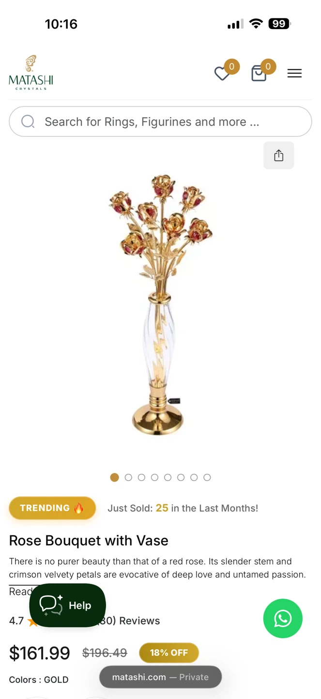 Matashi Crystals Gold Rose Bouquet with Vase - photo 3
