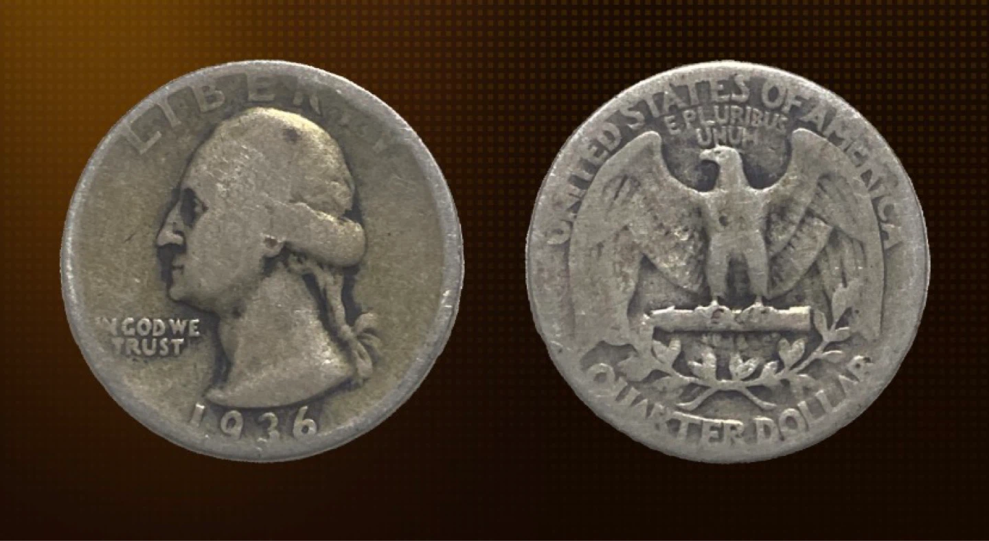 1936 Washington Quarter Dollar Coin