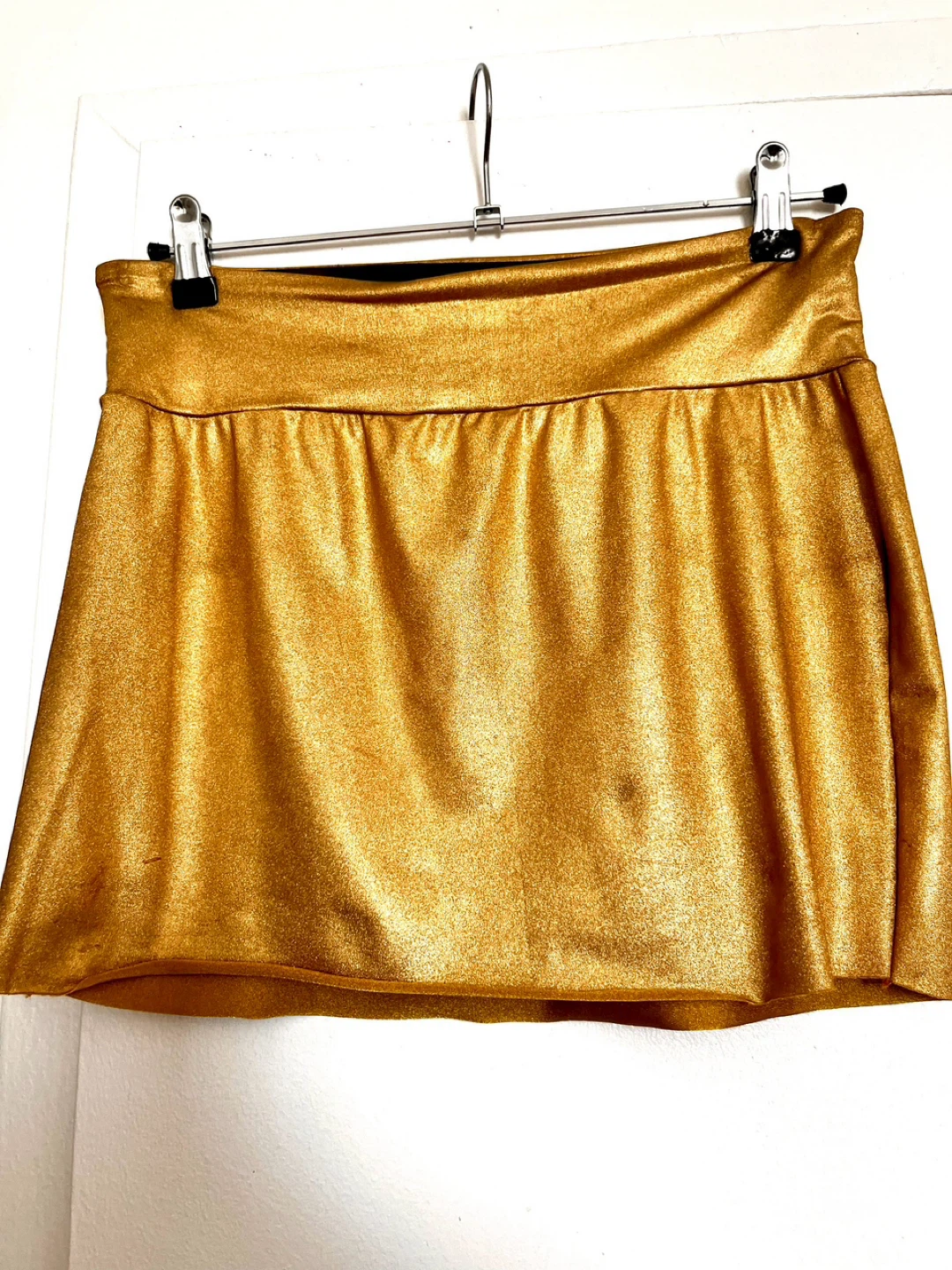 American Apparel Gold Metallic stretchy mini-skirt Size S - photo 4