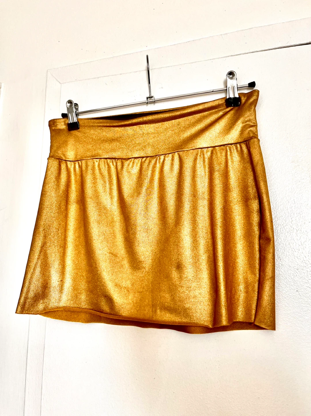 American Apparel Gold Metallic stretchy mini-skirt Size S - photo 2