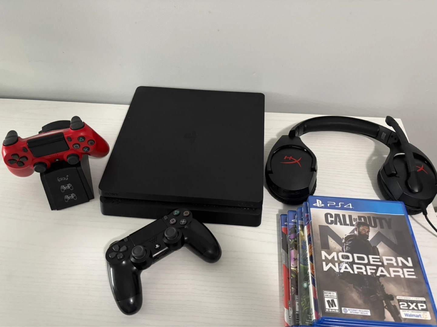 PS4 Slim 1TB Bundle w/ 2 Controllers, Dock, Headset & Games