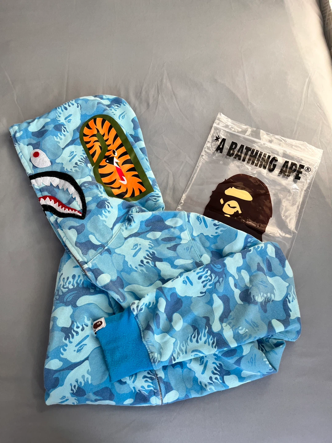 A Bathing Ape Shark Hoodie Blue Camo - photo 4