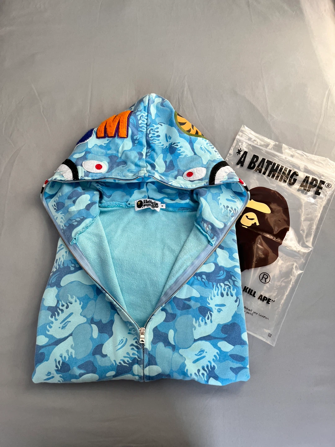 A Bathing Ape Shark Hoodie Blue Camo - photo 3