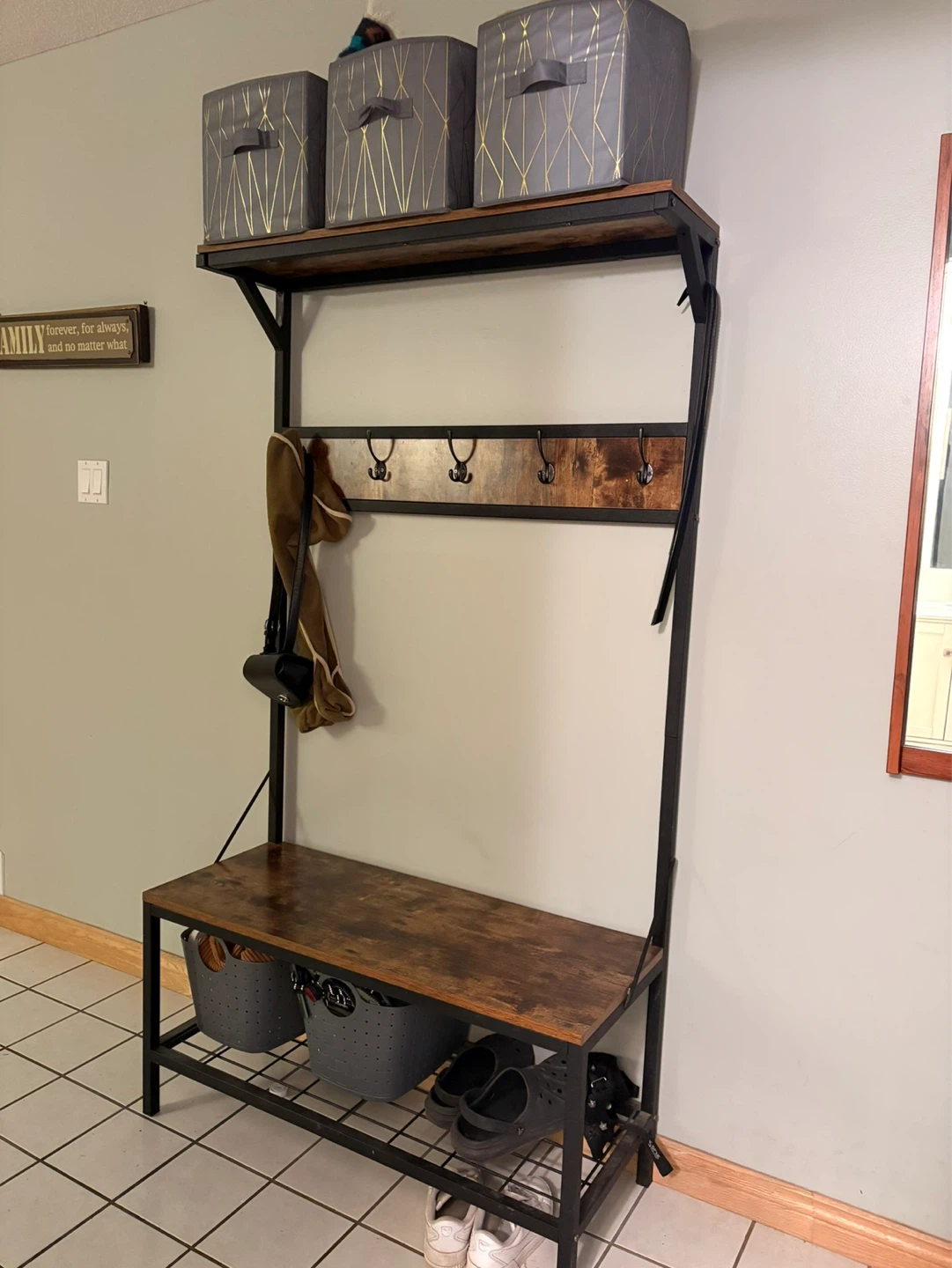 CANVAS Harrison 5-Hook Entryway Coat Rack/Hall Tree With Bench - photo 2