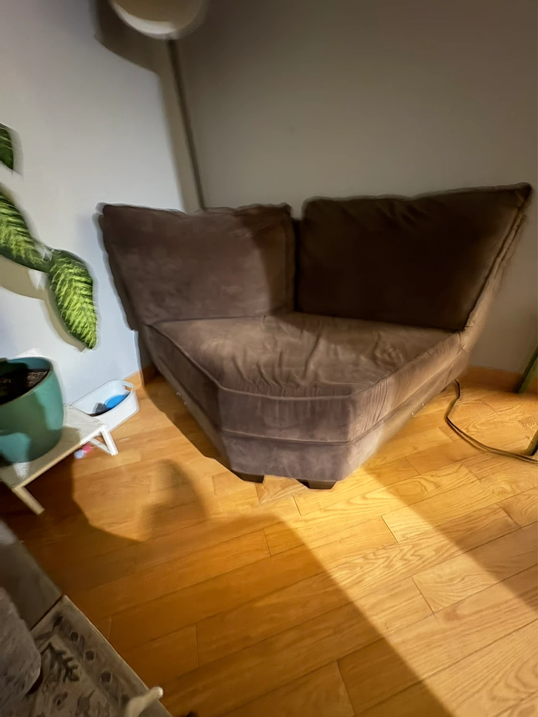 Brown Suede Corner Sectional Couch