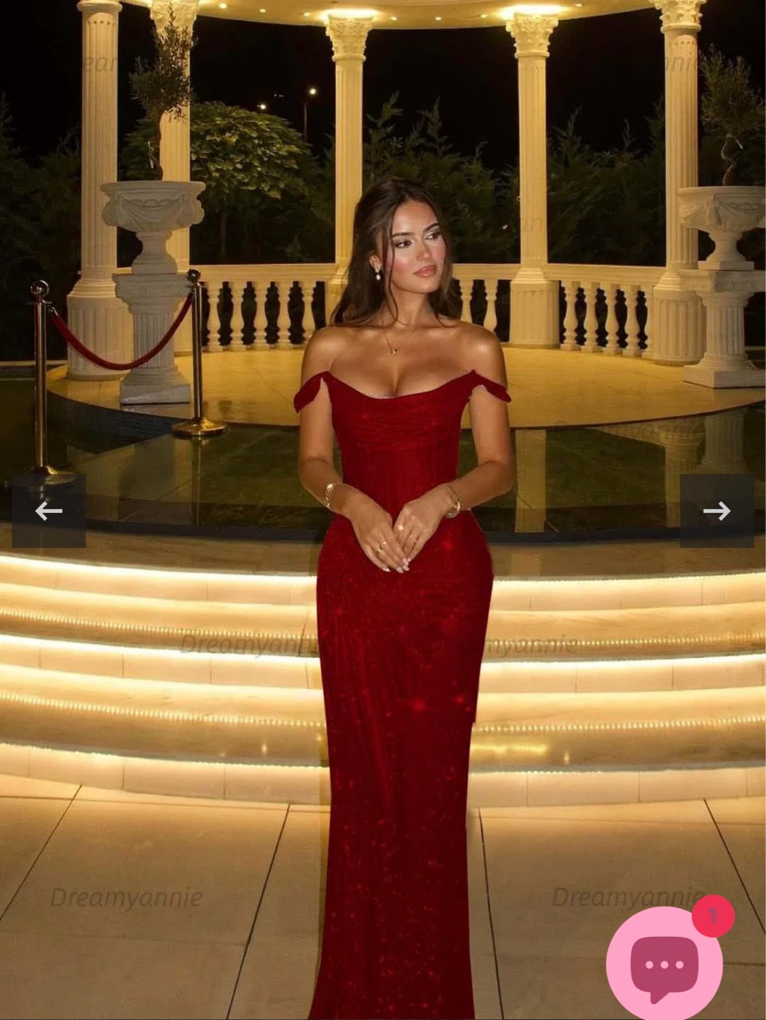 Burgundy Sparkly Off-the-Shoulder Maxi Dress - photo 5