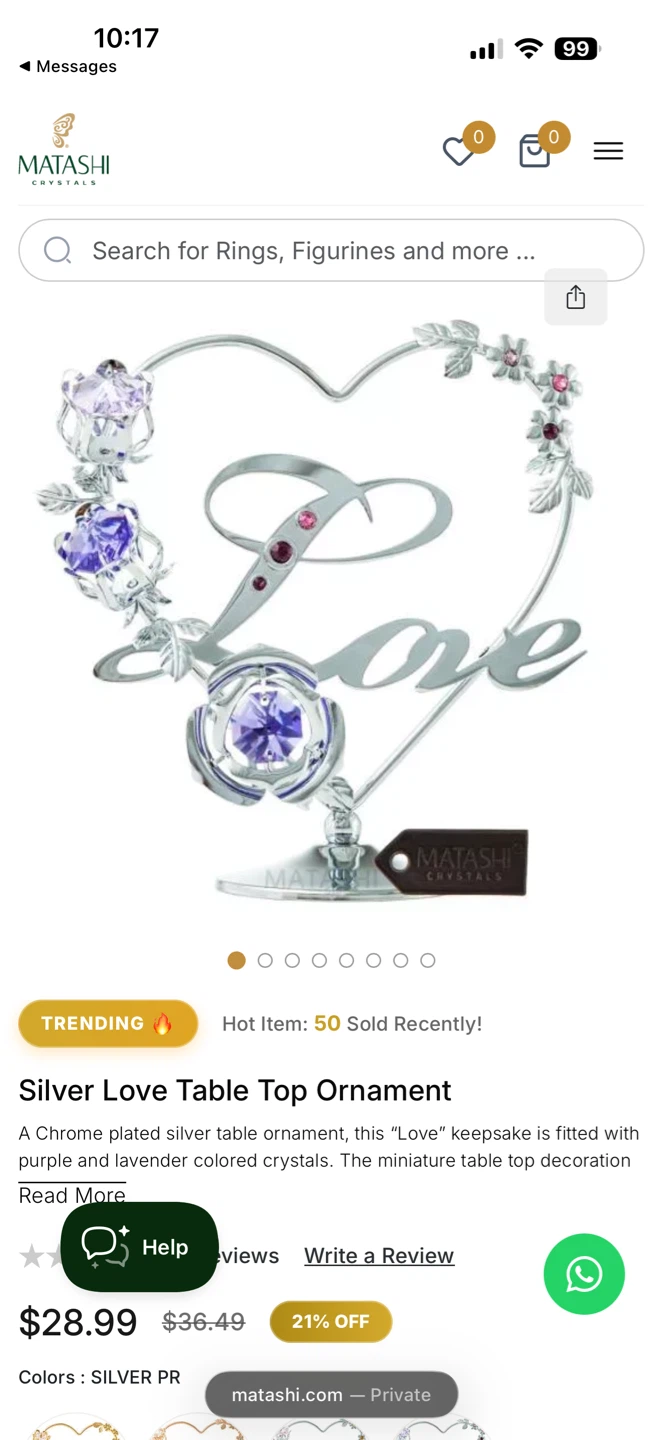 Matashi Crystals Silver Love Heart Ornament - photo 4