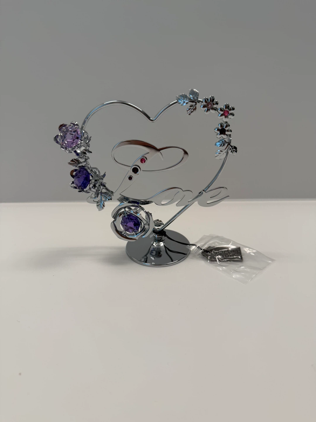 Matashi Crystals Silver Love Heart Ornament
