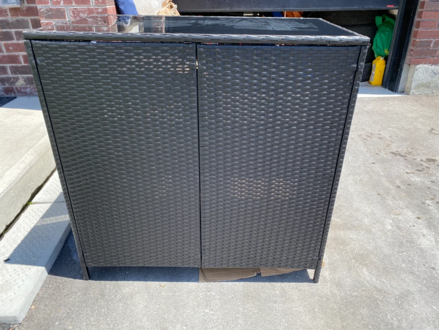 Black Rattan Bar Table with Glass Top and Stool - photo 4