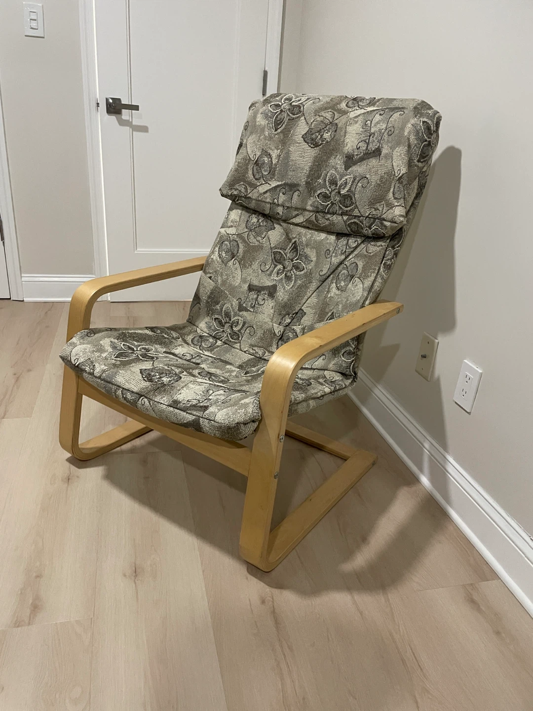 Wooden Armchair with Floral Pattern