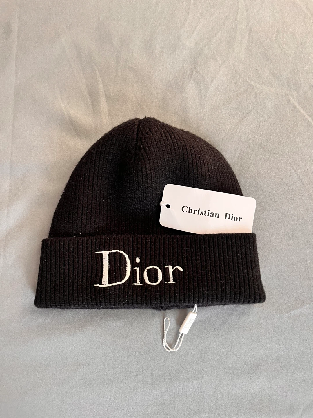 Christian Dior Black Wool Knit Beanie Hat
