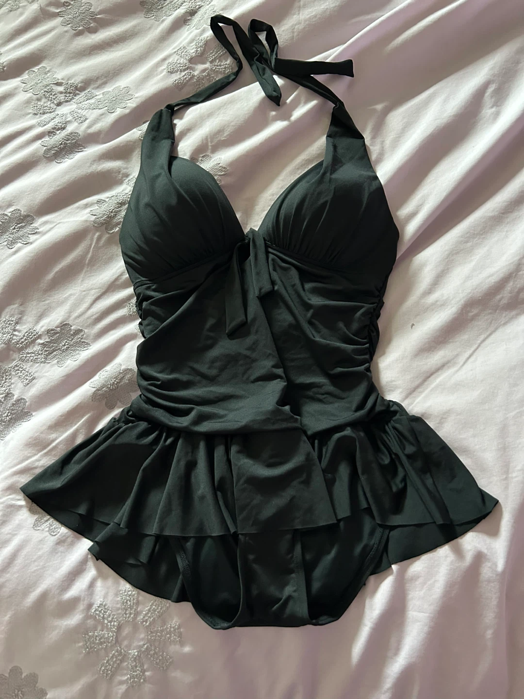 La Vie en Rose Aqua Black Ruffle Swimsuit