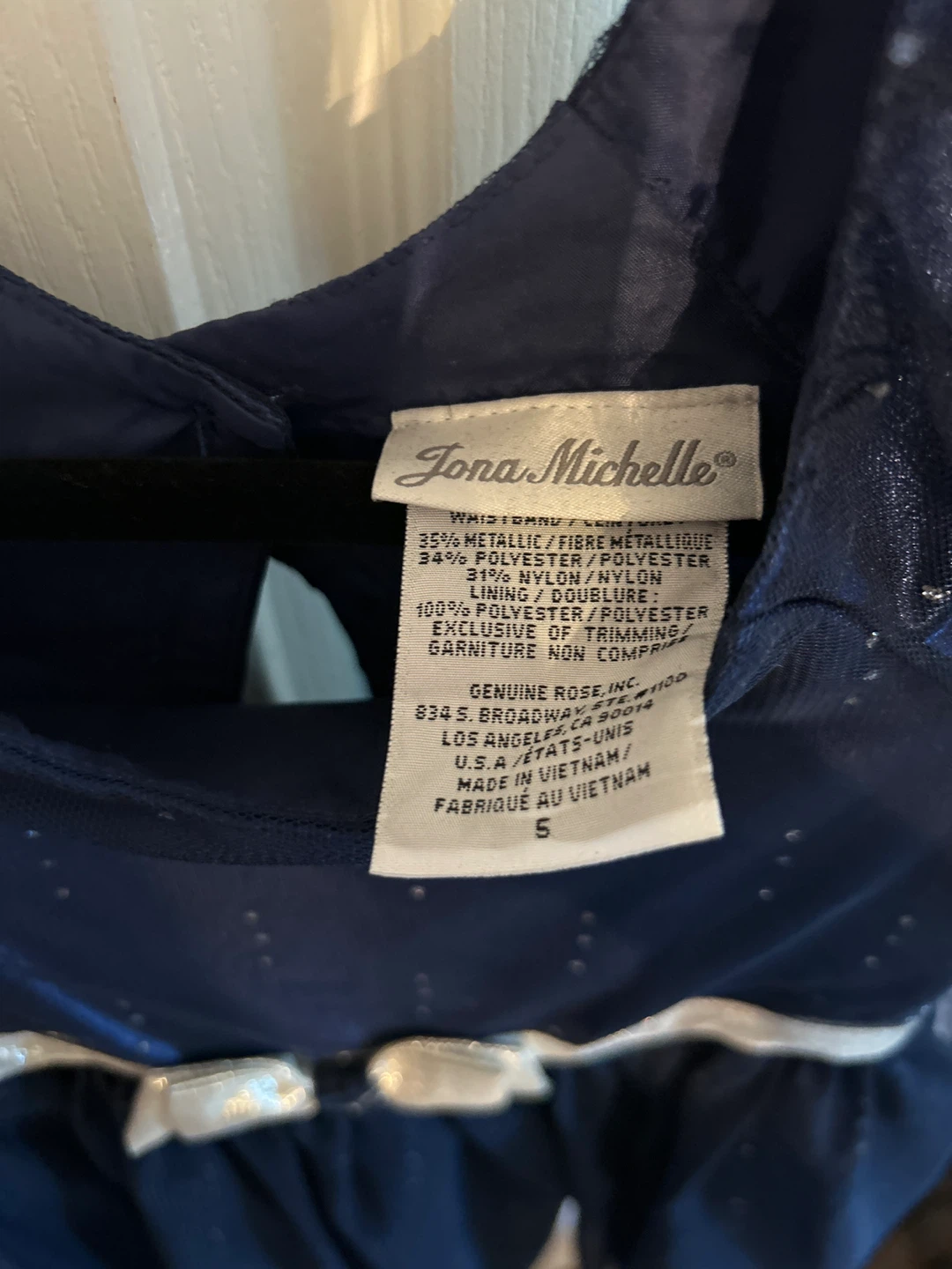 Jona Michelle Girls Navy Sparkle Dress Size 5 - photo 2