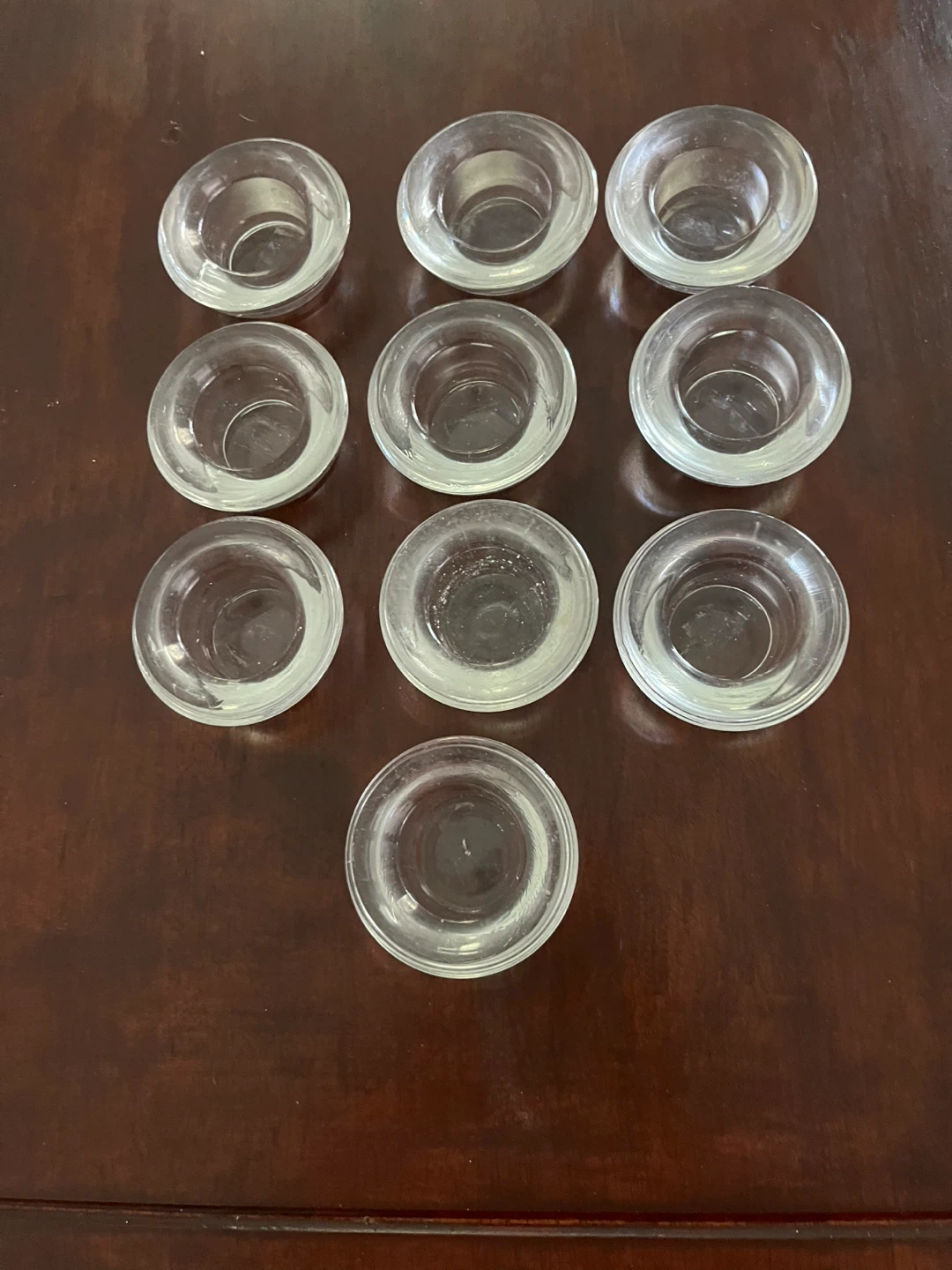 Set of 10 Clear Glass tealight candle Holders
