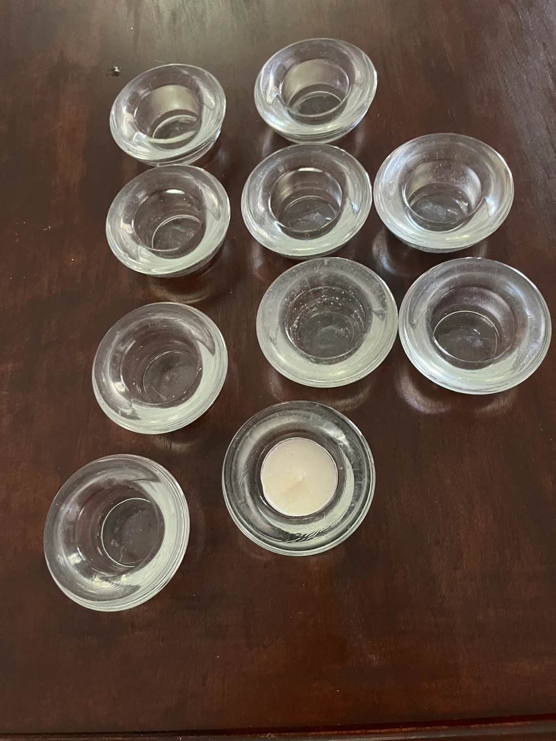 Set of 10 Clear Glass tealight candle Holders - photo 2
