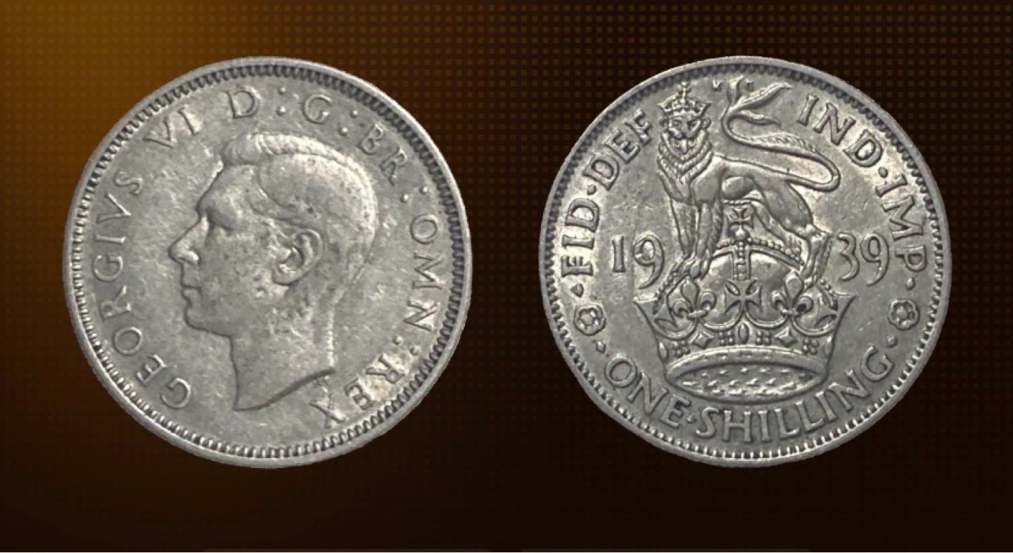 1939 King George VI One Shilling Coin